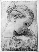Study of a girl's head, 18th century (1933).Artist: Gaetano Gandolfi