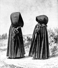 Two hooded women from Faial, Portugal, and San Miguel, Spain, c1900s. Artist: Unknown