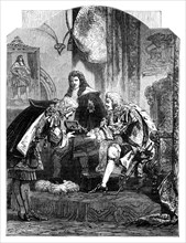 King James II receiving the French bribe, c1902. Artist: Unknown