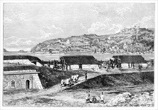 Turkish batteries and the entrance to the Bosphorus at the Black Sea, Turkey, 1895. Artist: Unknown