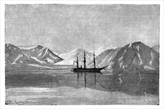 The 'Vega' at anchor in Konyam Bay, Siberia, Russia, 1895.Artist: Armand Kohl