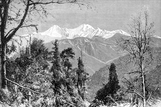 The Banderpunch mountains, India, 1895.Artist: Charles Barbant