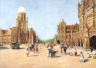 The Municipal Offices and Victoria Terminus, Bombay, India, early 20th century. Artist: Unknown
