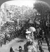 The Duke and Duchess of Connaught and in the great Durbar procession, Delhi, India, 1903.Artist: Underwood & Underwood