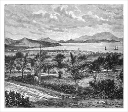 'St Kitts, view taken from Nevis', c1890. Artist: Unknown