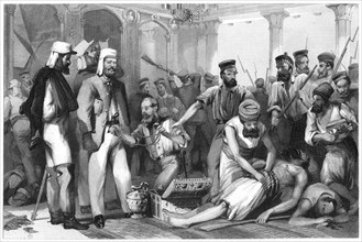 'The Times correspondent looking on at the sacking of the Kaiser Bagh', 1858, (c1860). Artist: Unknown