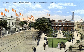 Avenida Saenz Pena and Plaza Casanave, Callao, Peru, c1900s. Artist: Unknown