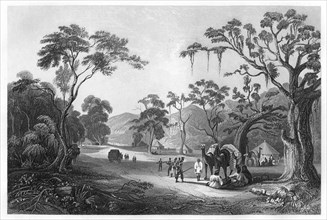 Troops encamped at the entrance to the Keree Pass, north of Meerut, India, c1860. Artist: Unknown
