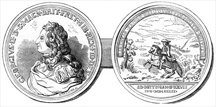A medal struck to commemorate the Battle of Dettingen, 1743 (19th century). Artist: Unknown