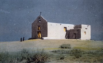 An Indian Church, Pueblo of Sandia, near Albuquerque, New Mexico, USA, 20th century.Artist: Fred Harvey