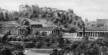 Edinburgh Castle and National Gallery, Edinburgh, early 20th century. Artist: Unknown
