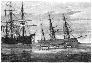 The wreck of HMS 'Vanguard', 19th century. Artist: Unknown