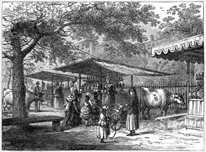 A milk fair, St James's Park, London, 1891.Artist: J Greenaway