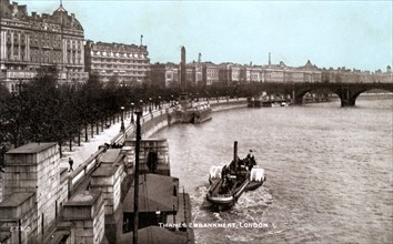 The Thames Embankment, London, early 20th century. Artist: Unknown