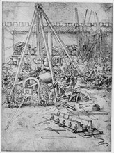 Cannon foundry, 1487 (1954).Artist: Leonardo da Vinci
