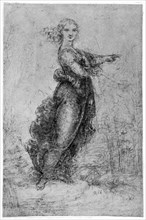 Floating female figure, late 15th or early 16th century (1954).Artist: Leonardo da Vinci