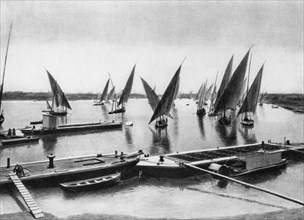 Boats on the Nile, Cairo, Egypt, c1920s. Artist: Unknown