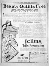 Advert for Icilma Toilet Preparations, 1913. Artist: Unknown