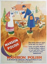 Advert for Mansion antiseptic floor polish, 1933. Artist: Unknown