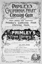Advert for Primley's California Fruit chewing gum, 1894. Artist: Unknown