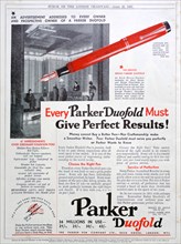 Advert for Parker pens, 1931. Artist: Unknown
