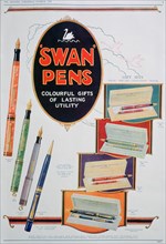 Advert for Swan pens, 1928. Artist: Unknown