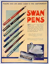 Advert for Swan pens, 1931. Artist: Unknown