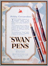 Advert for Swan pens, 1906. Artist: Unknown