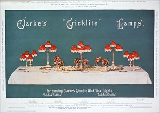 Advert for Clarke's 'Cricklite' Lamps, 1899. Artist: Unknown