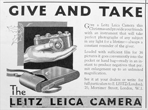 Leitz Leica camera advert, late 1920s. Artist: Unknown