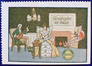 Early gas lighting advertisement label. Artist: Unknown