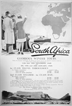 Advert for winter tours of South Africa, 1928. Artist: Unknown