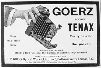 Advert for the Goerz Pocket Tenax camera, 1909. Artist: Unknown
