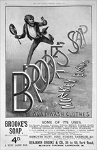 Advert for Brooke's Monkey Brand soap, 1889. Artist: Unknown