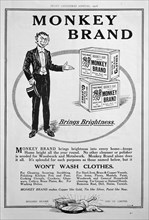Advert for Brooke's Monkey Brand soap, 1918. Artist: Unknown
