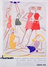 Advert for Krepe-Tex bathing costumes, 1935. Artist: Unknown