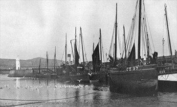 Fishing boats in Port St Mary harbour, Isle of Man, 1924-1926. Artist: Unknown