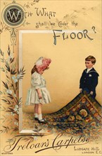 Advert for Treloar's carpets, of Ludgate Hill, London. Artist: Unknown
