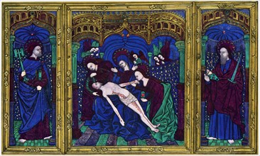 Triptych, champlevé enamel on copper, 16th century, (1931). Artist: Unknown