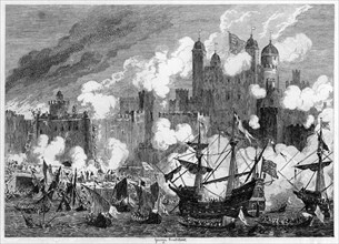 Attack upon Saint Thomas's Tower by the Duke of Suffolk, 1554 (1840).Artist: George Cruikshank