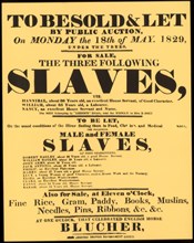A bill advertising a West Indian slave auction in 1829, (1965). Artist: Unknown