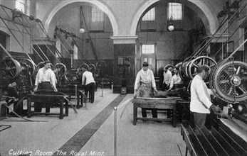Cutting Room, the Royal Mint, Tower Hill, London, early 20th century. Artist: Unknown
