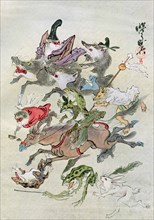Hunting animals, 1898.Artist: Kawanabe Kyôsai