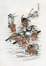 'Shoki and Attendant Demons', 1898.Artist: Kawanabe Kyôsai