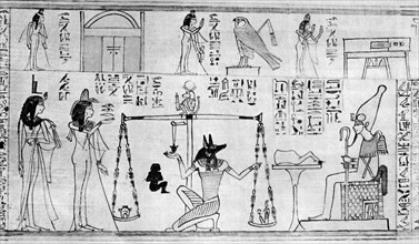 'Judgement of the Dead', from the Temple of Deir-el-Bahari, Egypt, c1025 BC (1936). Artist: Unknown