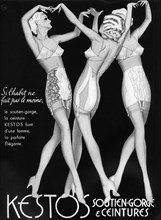 An advertisement for Kestos lingerie, 1938. Artist: Unknown