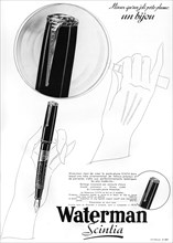 An advertisement for Waterman pens, 1938. Artist: Unknown