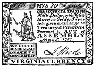 Virginia paper money, 1777 (c1880). Artist: Unknown