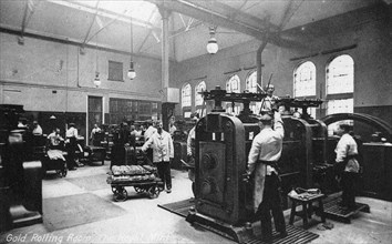 The Gold Rolling Room, the Royal Mint, Tower Hill, London, early 20th century. Artist: Unknown