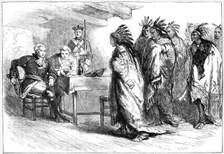 Visit of Pontiac and the Indians to Major Gladwin, 1763 (c1880).Artist: Whymper